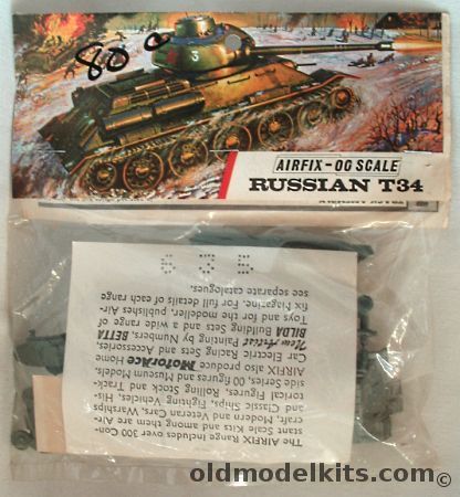 Airfix 1/76 Russian T-34 (T34) Tank - Bagged, A16V plastic model kit